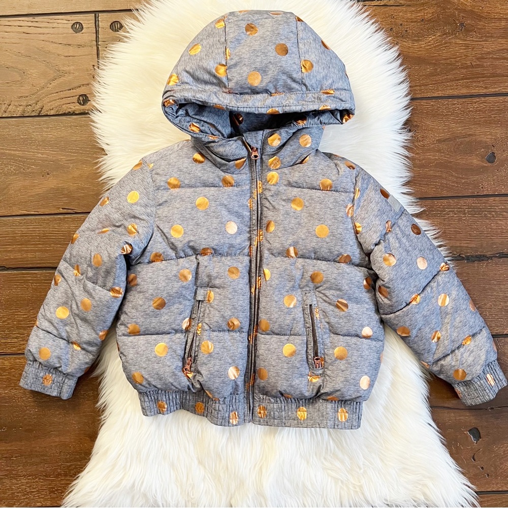EUC Gap Kids Metallic Polka Dot Puffer Jacket
